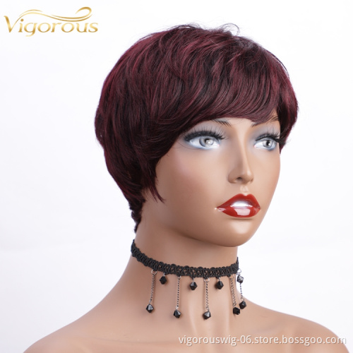 China With Bangs Short Straight Wigs Black Women Bob Cheap Private Label 10A Brazilian 100% Raw Real Extension Human Hair Wigs